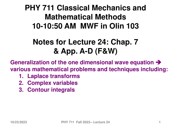 phy 711 classical mechanics and mathematical
