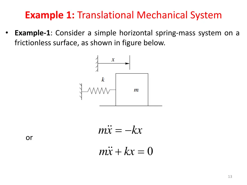 example 1 translational mechanical system