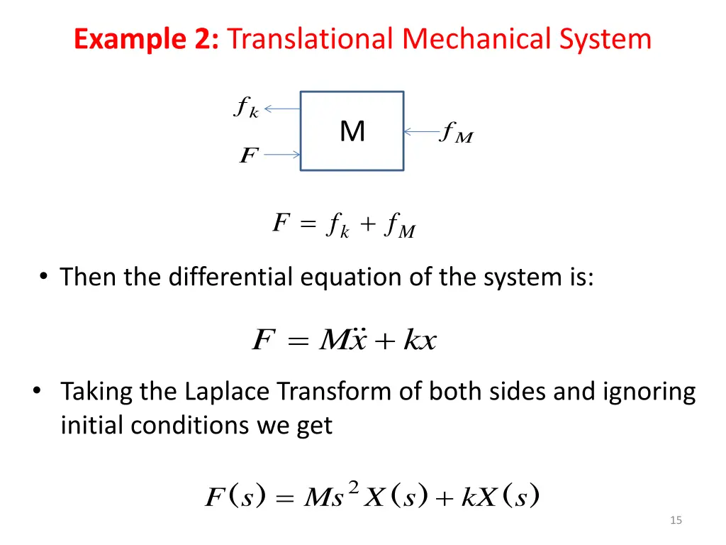 example 2 translational mechanical system 1