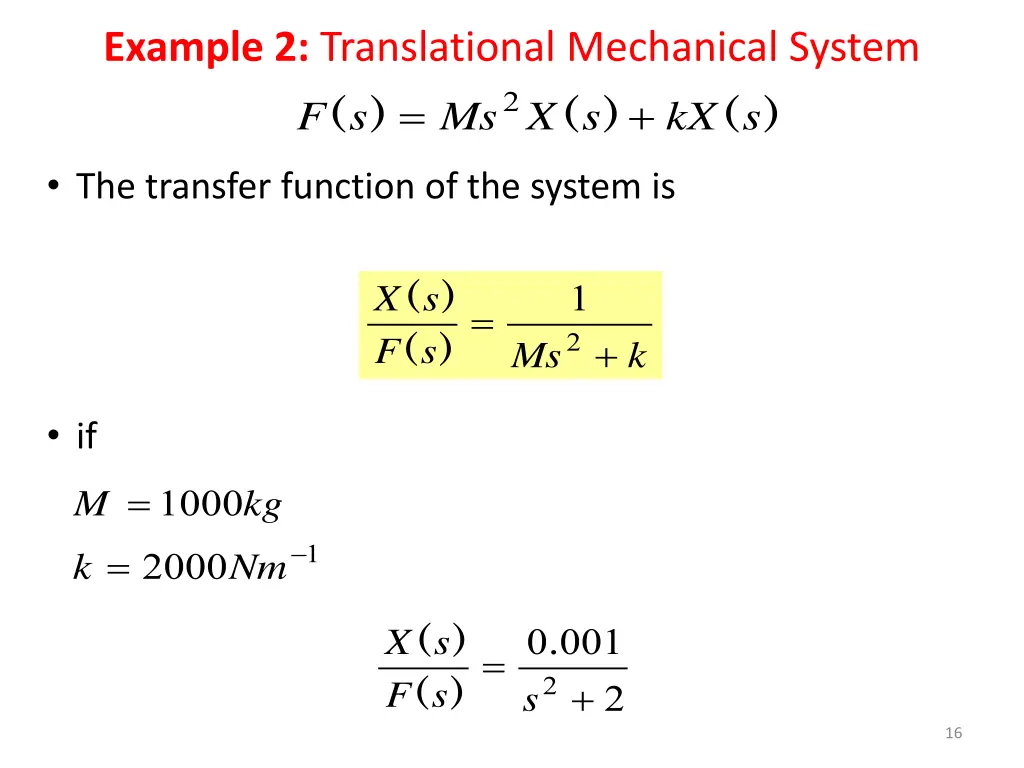 example 2 translational mechanical system 2