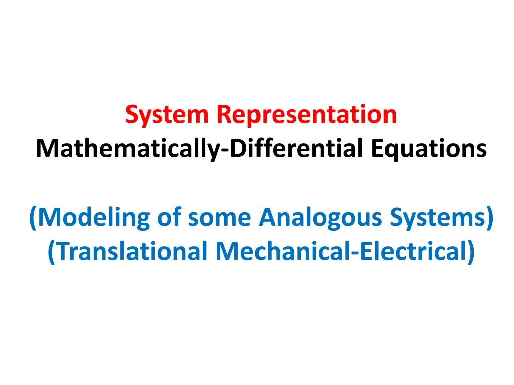 system representation mathematically differential