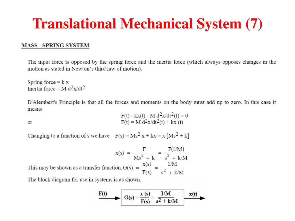 translational mechanical system 7