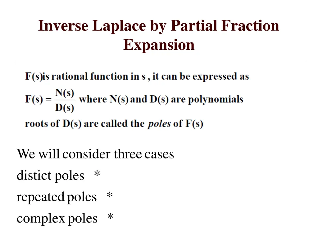 inverse laplace by partial fraction expansion