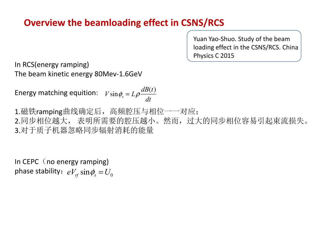 overview the beamloading effect in csns rcs