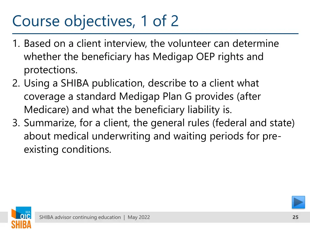course objectives 1 of 2