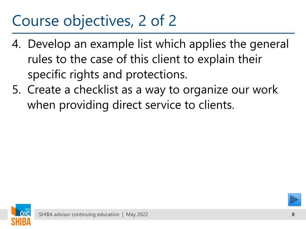 course objectives 2 of 2 4 develop an example