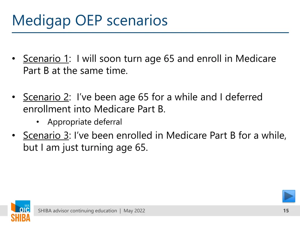 medigap oep scenarios