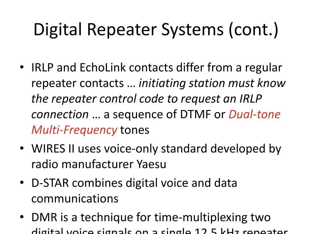 digital repeater systems cont