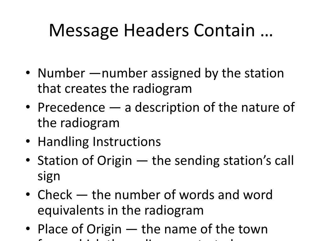 message headers contain