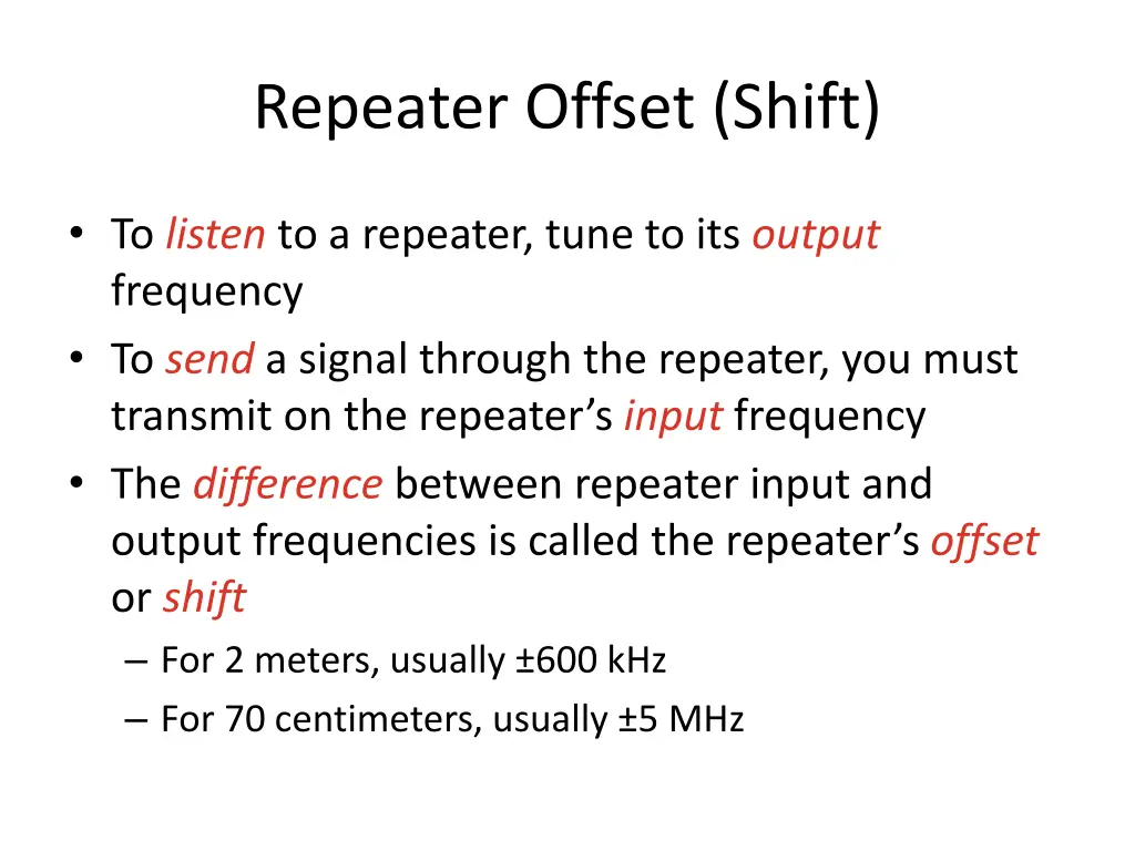 repeater offset shift