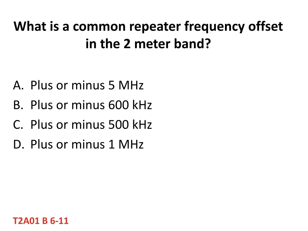what is a common repeater frequency offset
