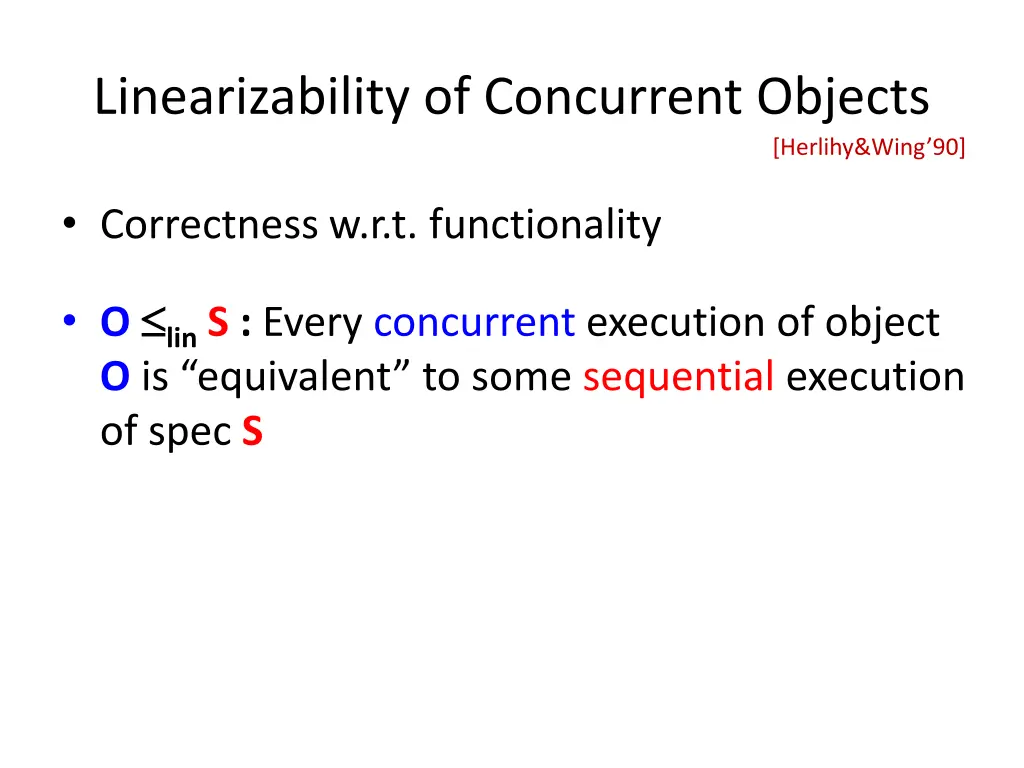 linearizability of concurrent objects