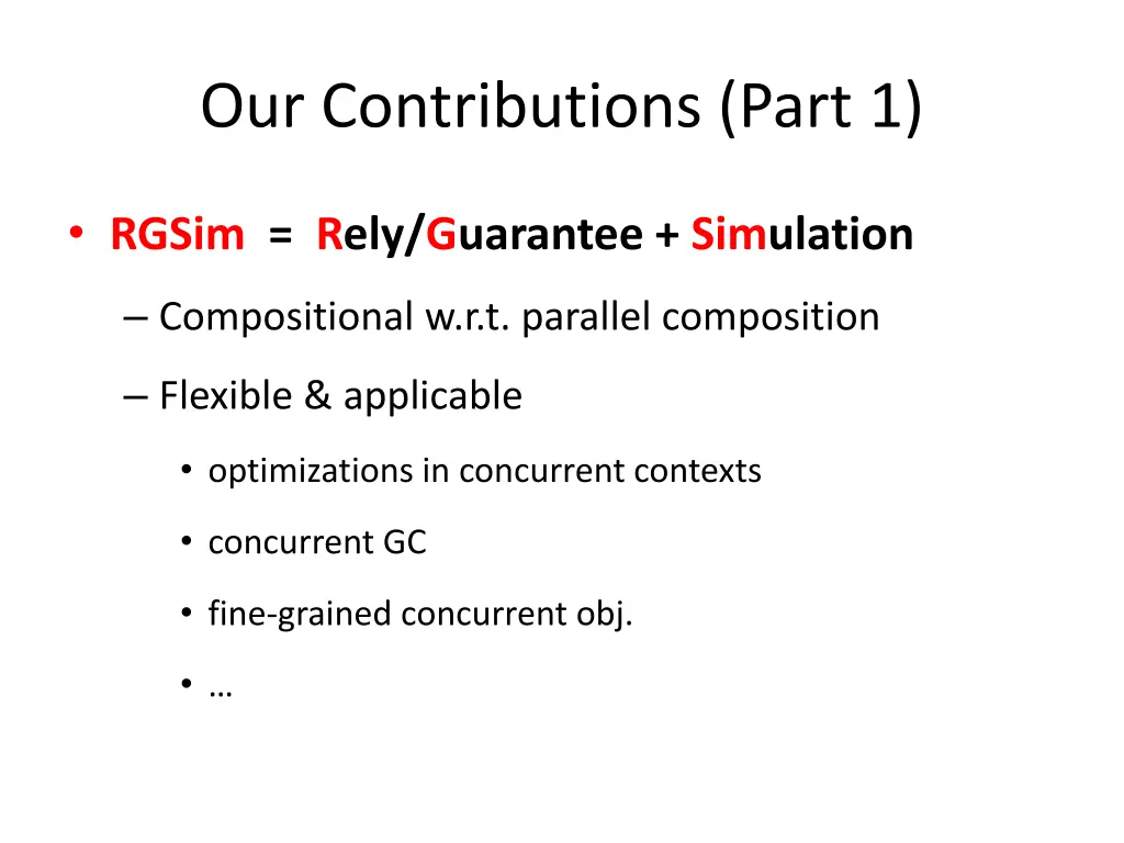 our contributions part 1
