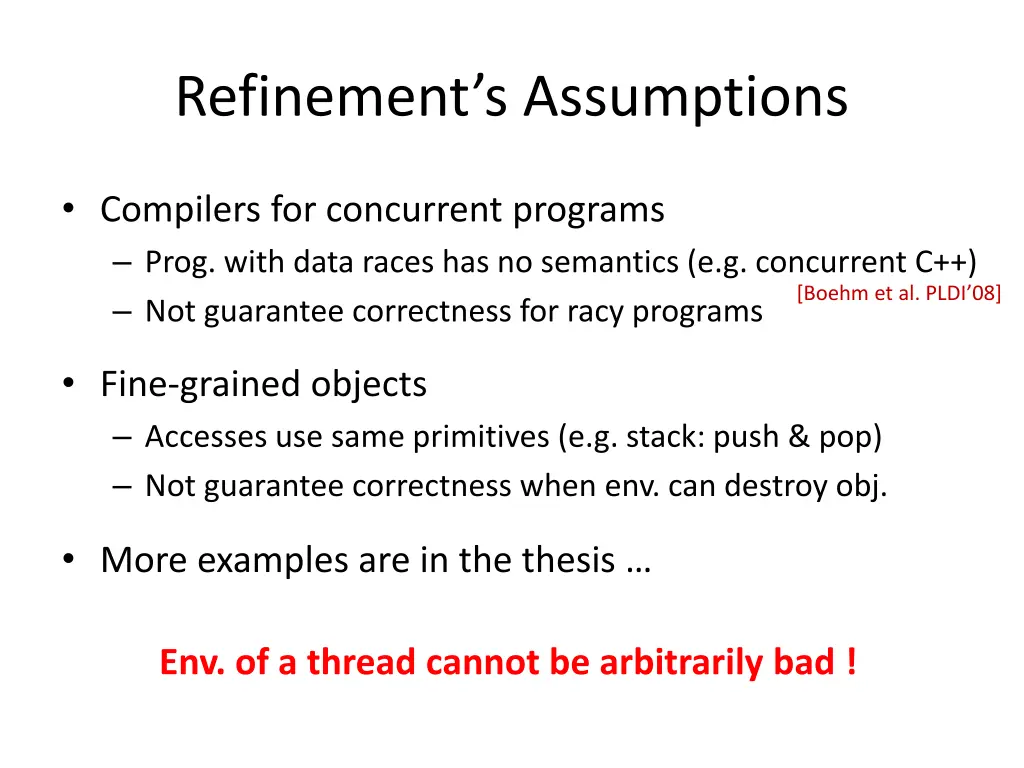 refinement s assumptions