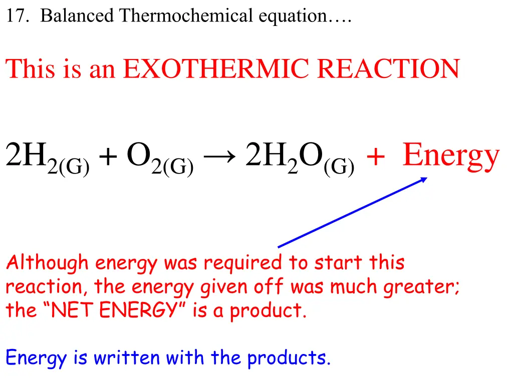 17 balanced thermochemical equation