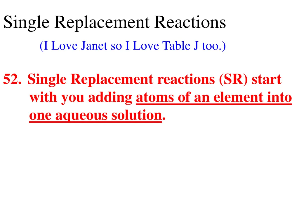single replacement reactions i love janet
