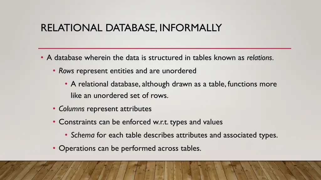relational database informally