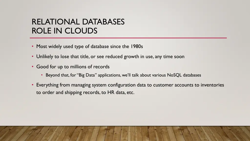 relational databases role in clouds
