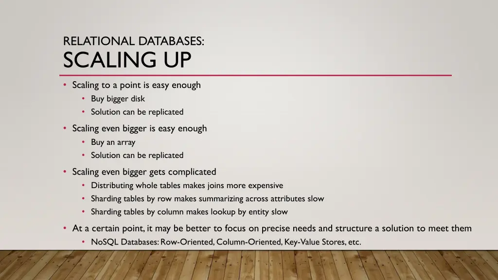relational databases scaling up