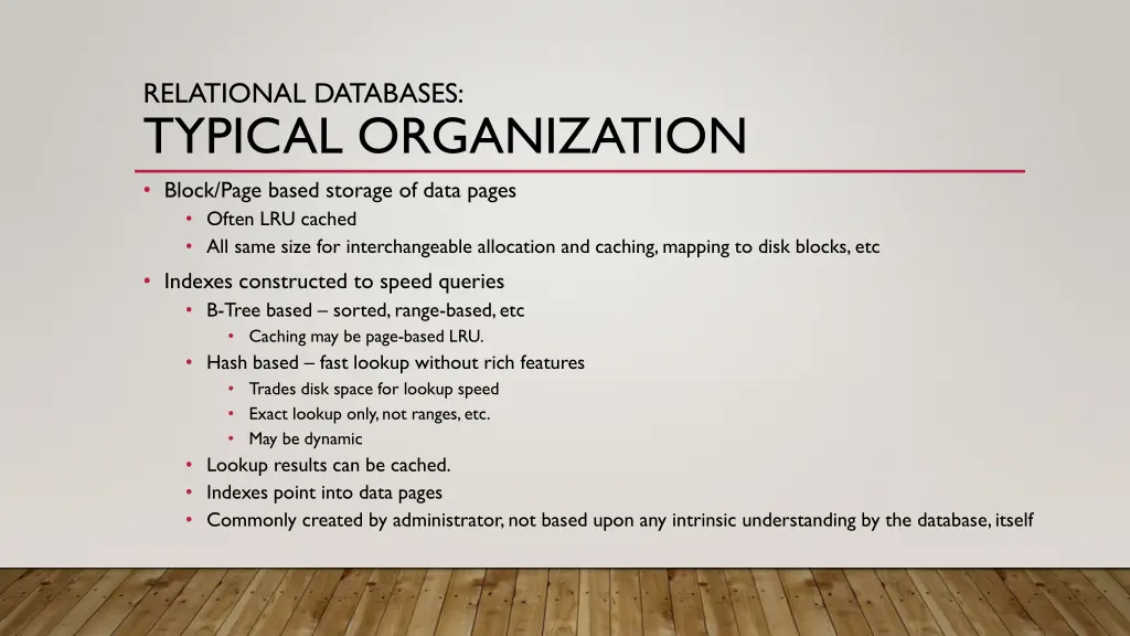 relational databases typical organization