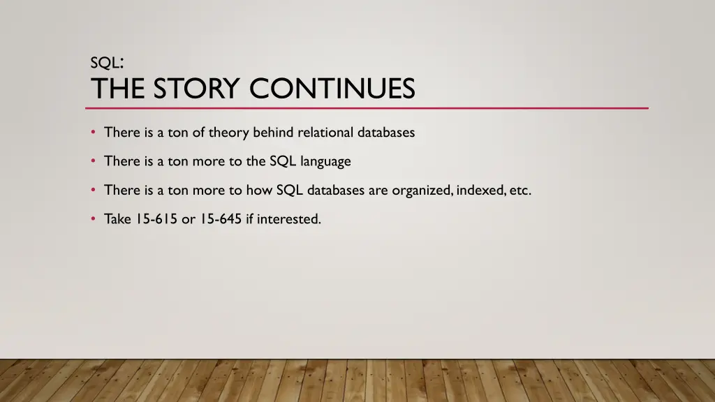 sql the story continues