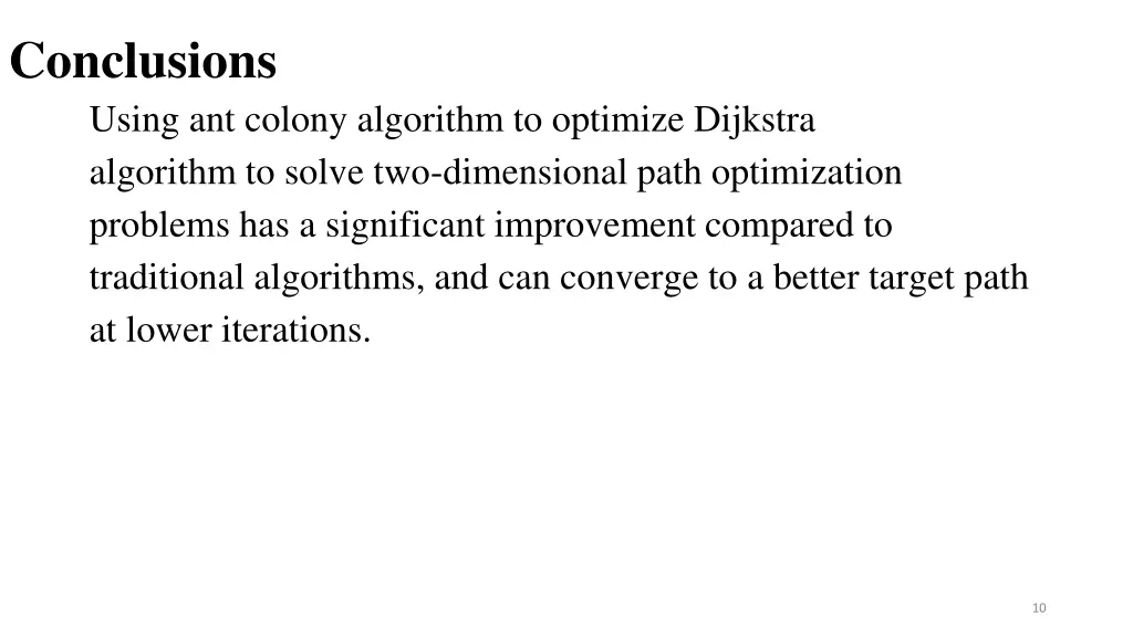 conclusions using ant colony algorithm