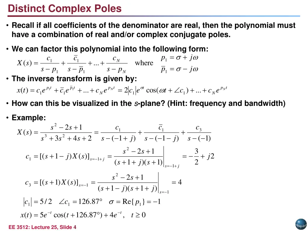 distinct complex poles