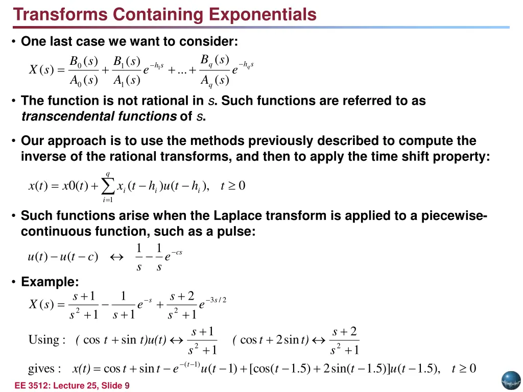 transforms containing exponentials