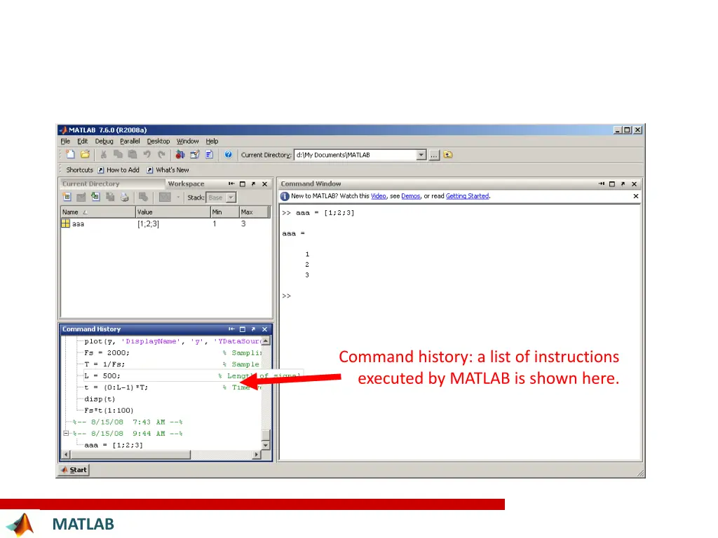 command history a list of instructions executed