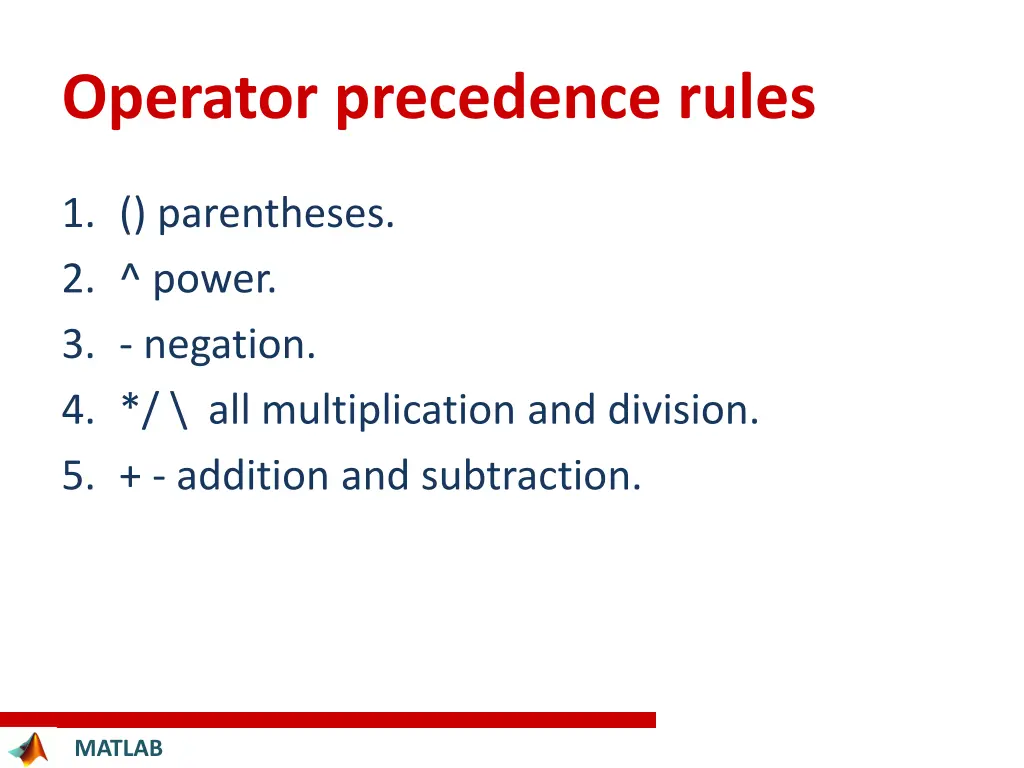 operator precedence rules