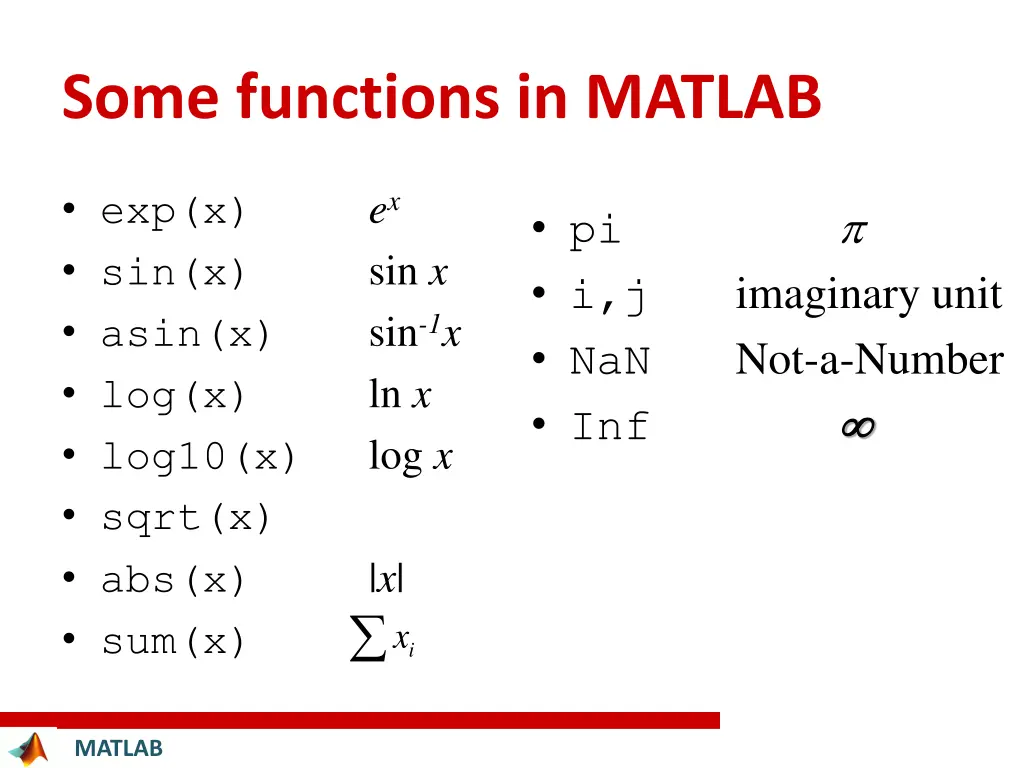 some functions in matlab