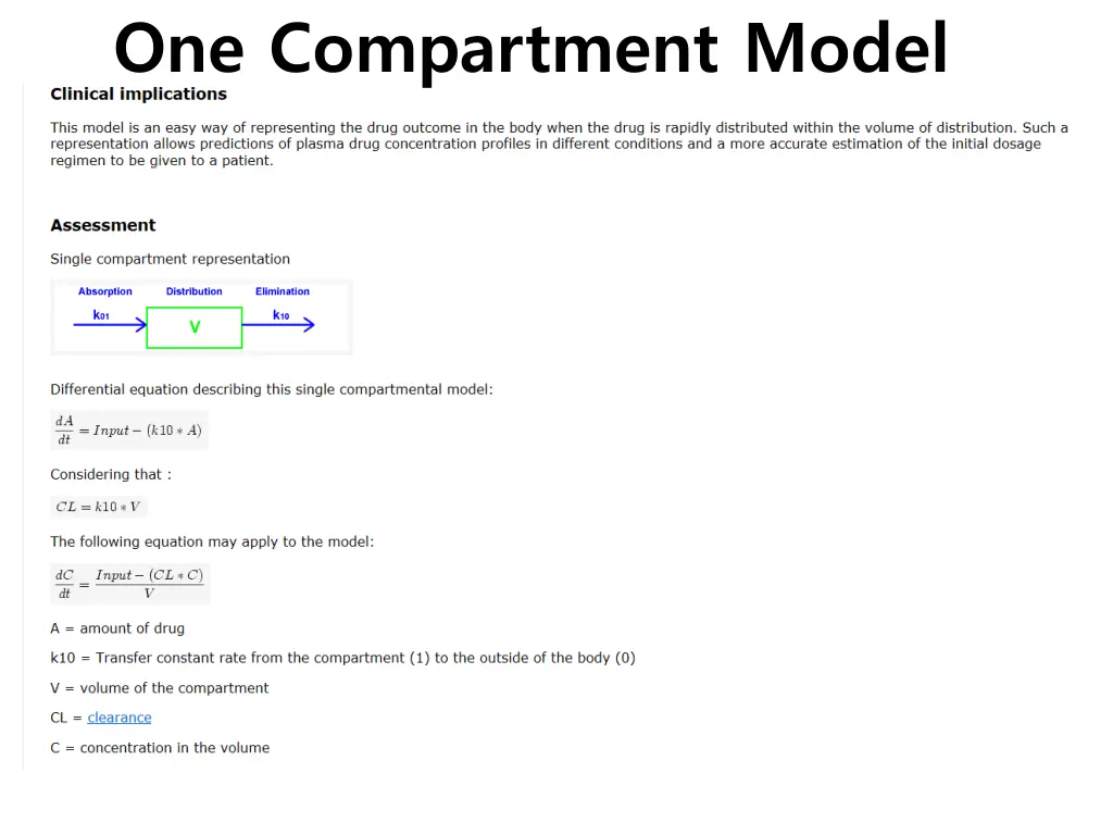 one compartment model 1