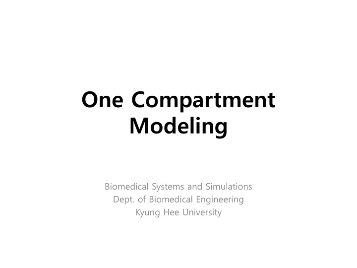 one compartment modeling