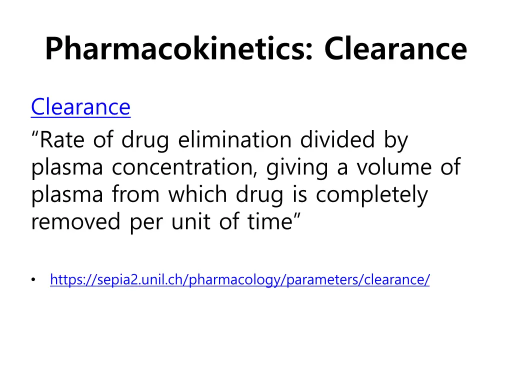 pharmacokinetics clearance