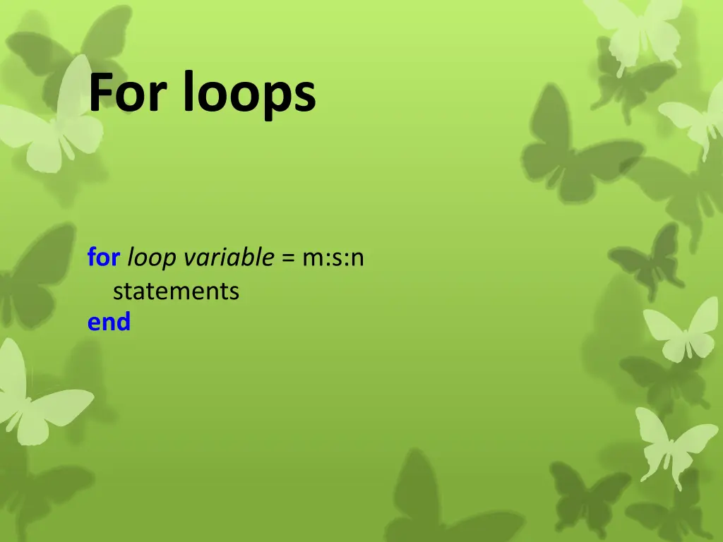 for loops
