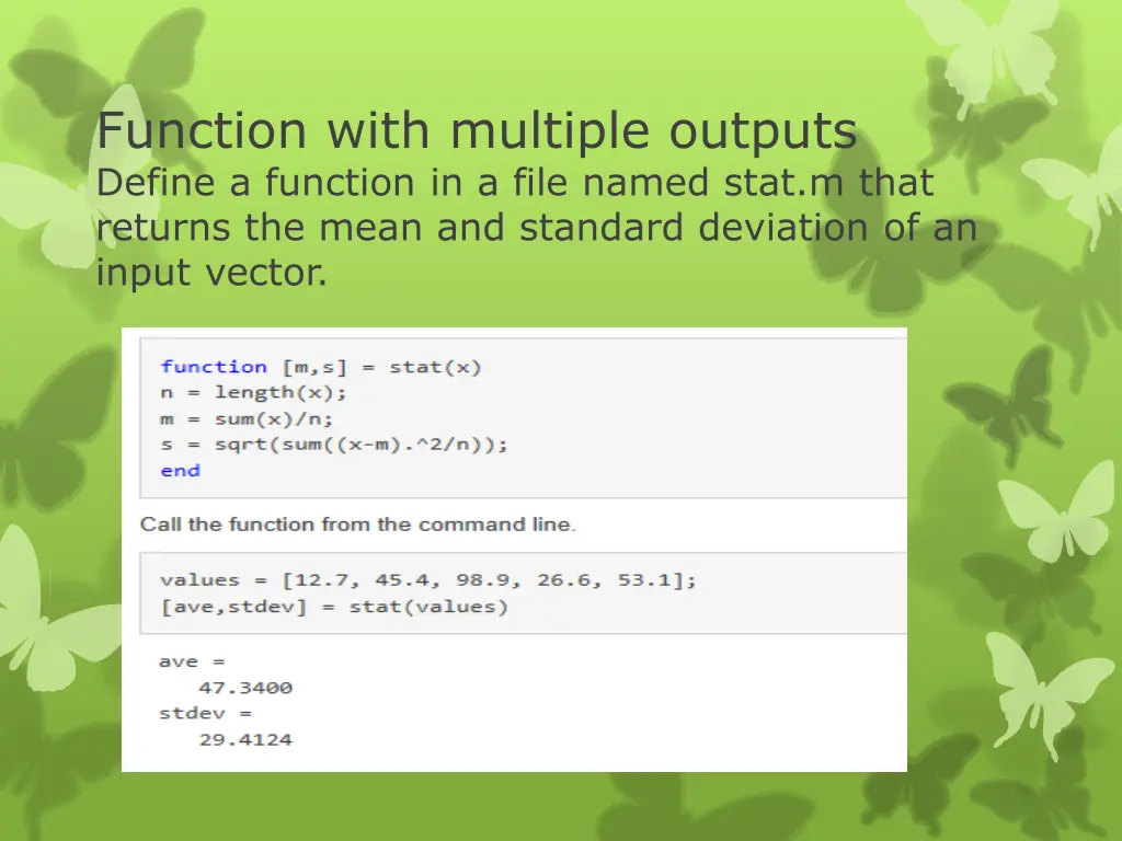 function with multiple outputs define a function