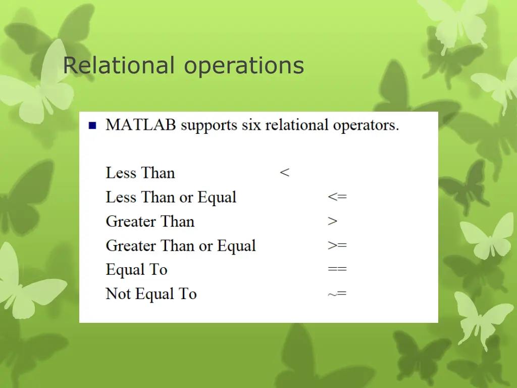 relational operations