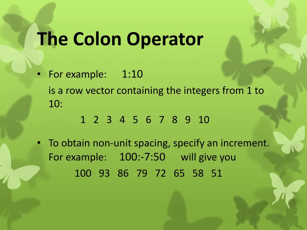 the colon operator