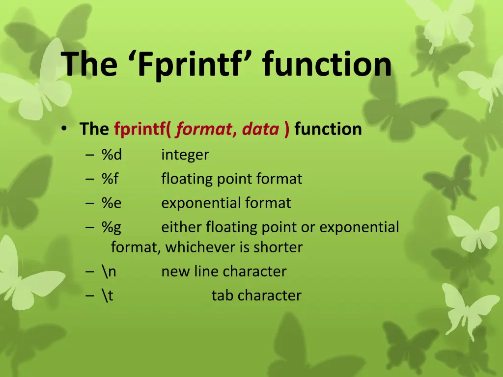 the fprintf function