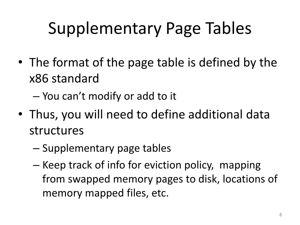 supplementary page tables