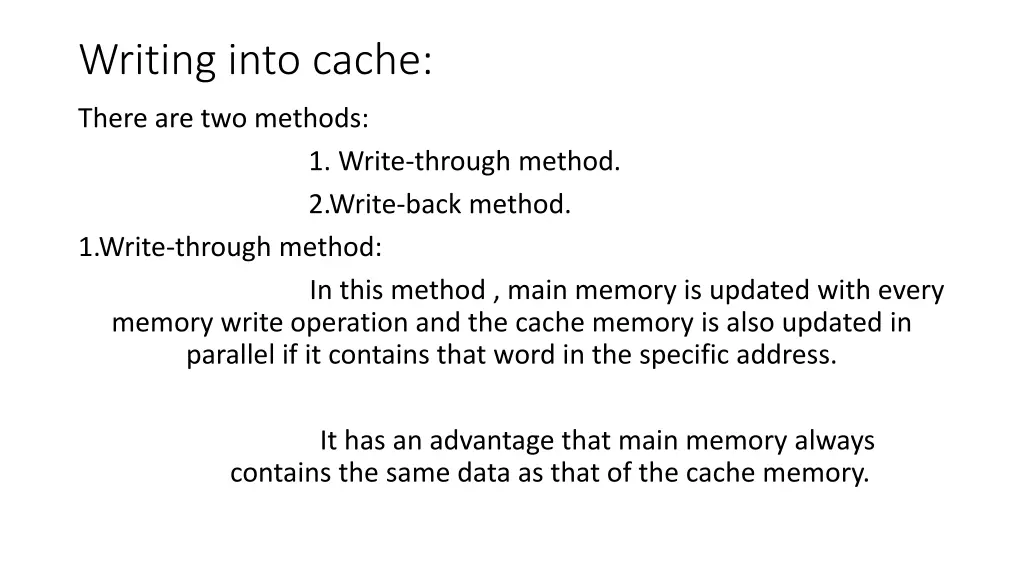 writing into cache