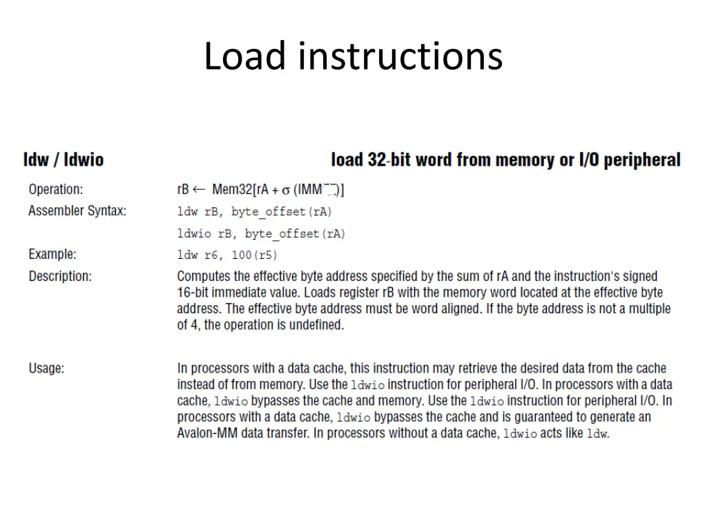 load instructions