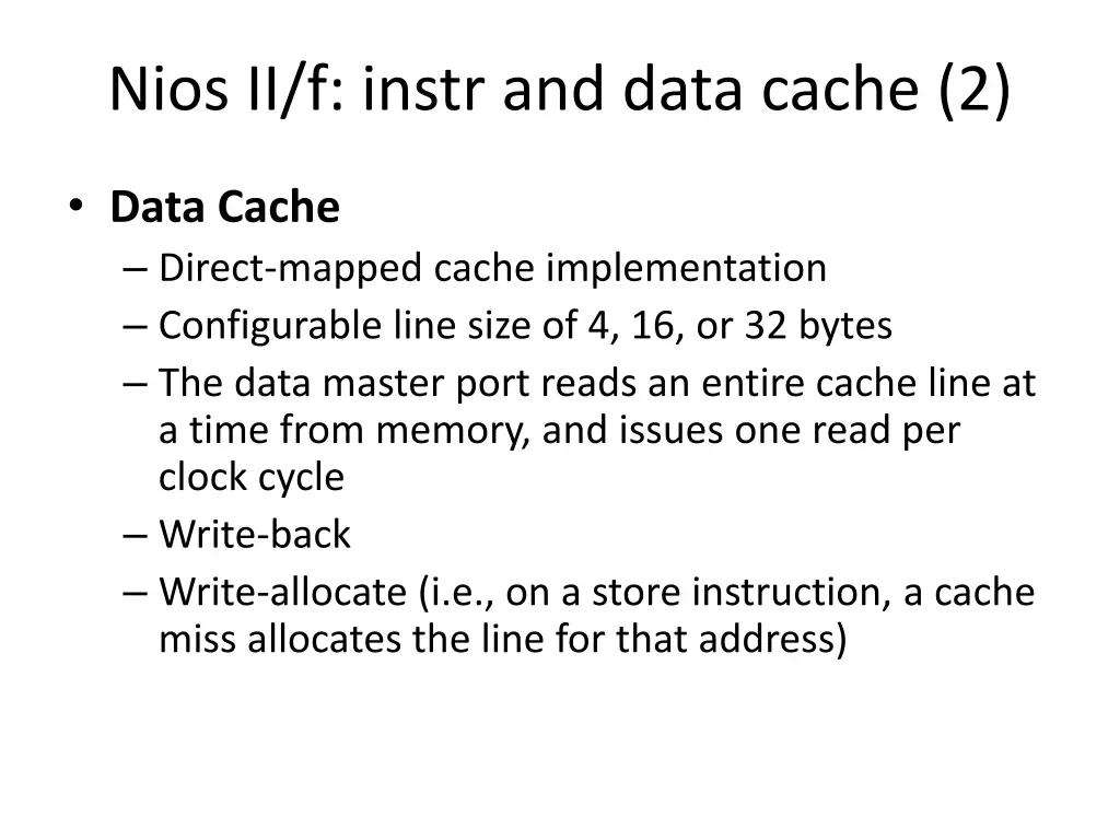 nios ii f instr and data cache 2