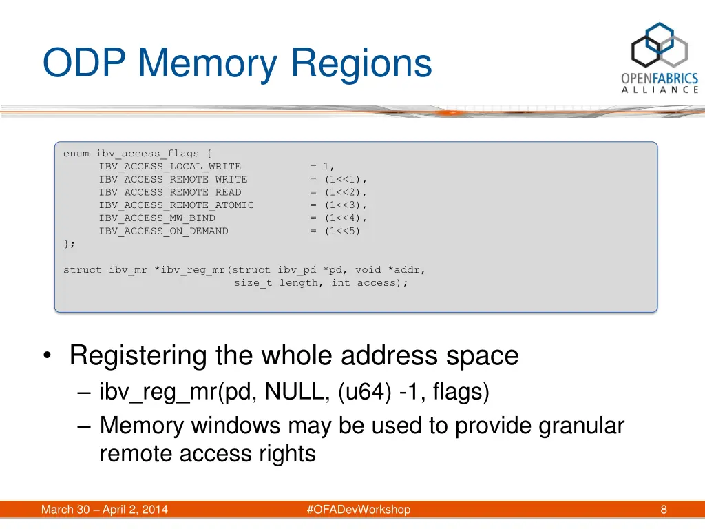 odp memory regions