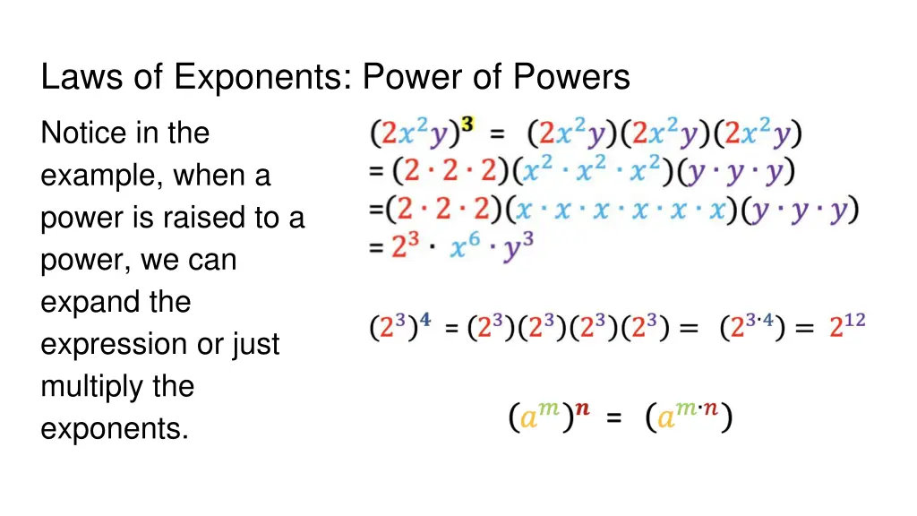 laws of exponents power of powers