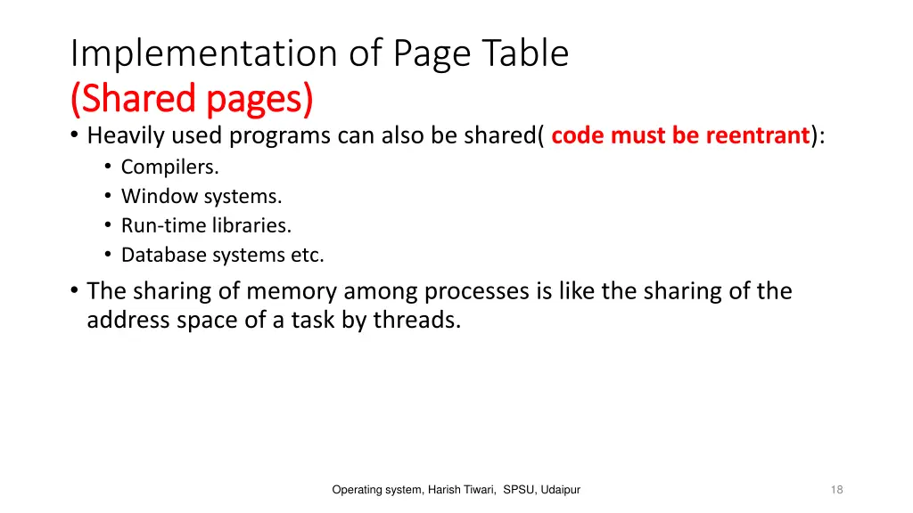 implementation of page table shared pages shared 2
