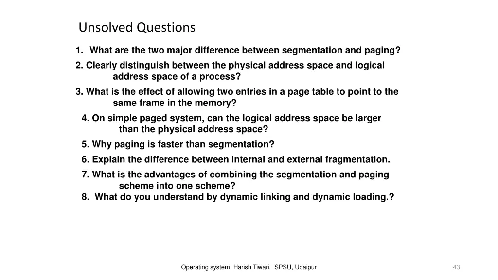 unsolved questions