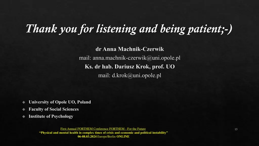 thank you for listening and being patient
