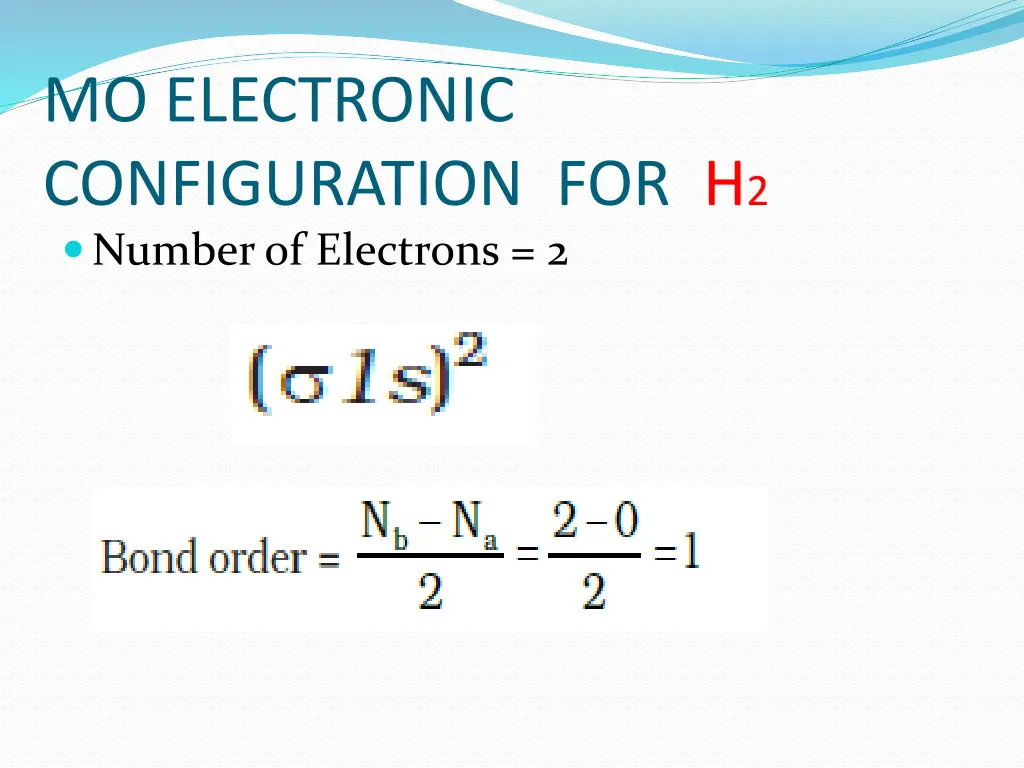 mo electronic configuration for h 2 number