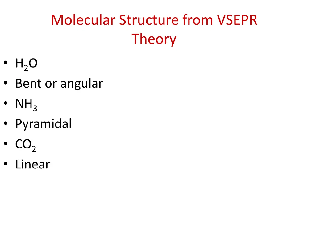 molecular structure from vsepr theory